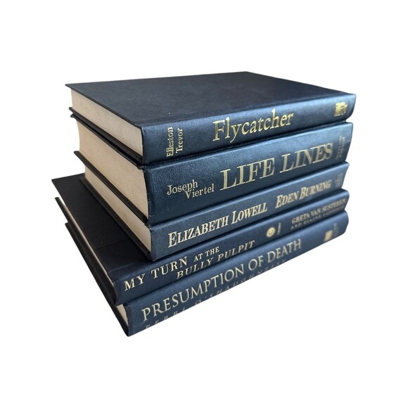 Black and Gold Decorative Books | Set of 5 Hardcover | Home Staging Prop Rental - Picture 5 of 12